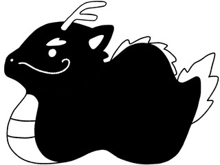 Simple dragon clipart black and white transparent PNG