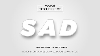 Sad typography premium editable text effect - Style text effects. banner, background, wallpaper, flyer, template, presentation, backdrop. editable text effect. vector illustration
