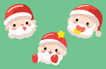 Merry Christmas with cute Santa Claus collection. cartoon characters set. Vector	