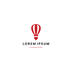 Naklejka premium Journey of love logo design modern concept, hot air balloon combine with heart icon