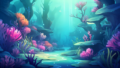 Fototapeta na wymiar Under the sea theme cartoon vector illustration