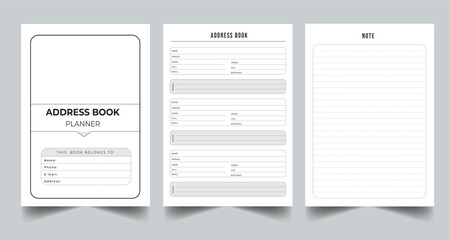 Editable Address Book Planner Kdp Interior printable template Design.