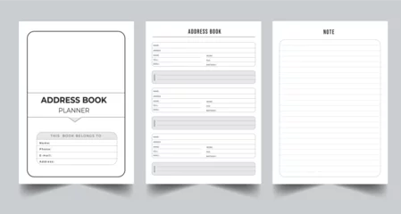 Fotobehang Editable Address Book Planner Kdp Interior printable template Design. © Majarul