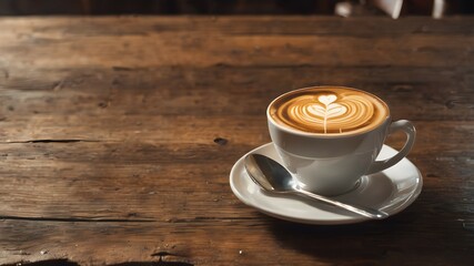 Obraz premium A cup of coffee on a wooden table