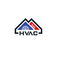 HVAC lettering logo design, heating and cooling