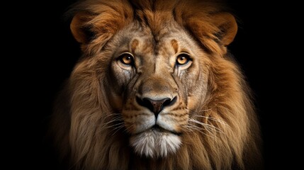 Lion king isolated on black , Wildlife animal