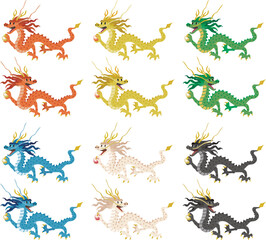 辰年の龍のイラスト　セット