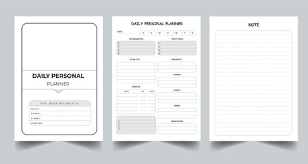 Editable Daily Personal Planner Kdp Interior printable template Design.