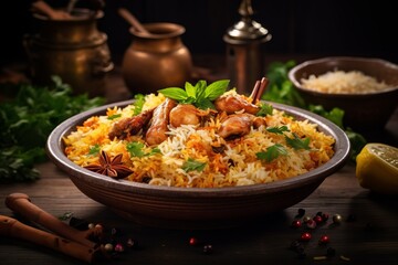 Aromatic Indian Biryani in Traditional Plate