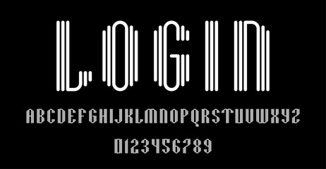 Set of alphabets font letters and numbers modern abstract design with lines vector illustration	
