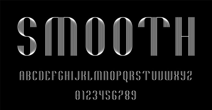 Set of alphabets font letters and numbers modern abstract design with lines vector illustration	
