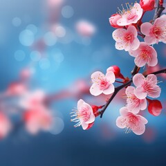 Background with beautiful sakura cherry flowers. Spring background with flowers. Background for Chinese Lunar New Year