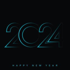 Happy new year 2024 design with unique numbers. Premium vector design for poster, banner, greeting and new year 2024 celebration. Vector
