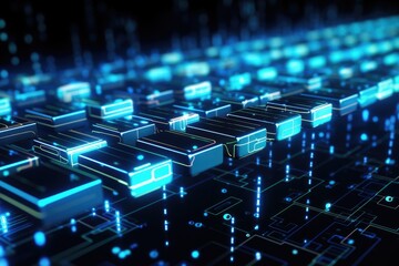 Obraz premium Block Chain and Cloud data. Abstract futuristic technology background. Generative AI
