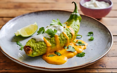 Capture the essence of Chile Relleno in a mouthwatering food photography shot Generative AI