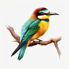 European Bee-eater Full body on white background