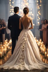 Bride and groom at wedding Generative AI