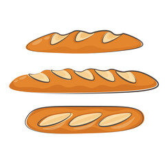 Simple Cartoon Baguette Vector illustration logo