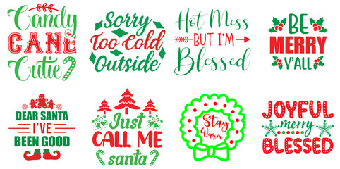 Christmas and Winter Calligraphic Lettering Bundle Christmas Vector Illustration for Advertising, Holiday Cards, Magazine