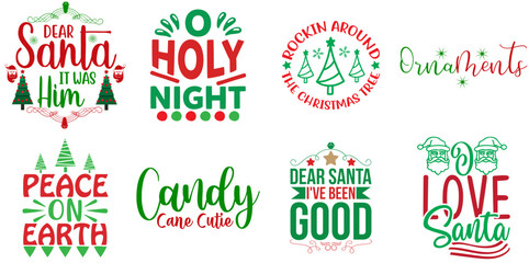 Christmas and Holiday Trendy Retro Style Illustration Bundle Christmas Vector Illustration for Sticker, Holiday Cards, Motion Graphics