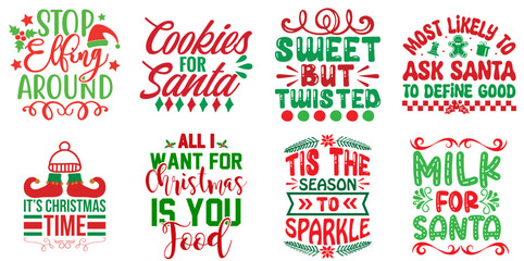 Merry Christmas and New Year Trendy Retro Style Illustration Bundle Christmas Vector Illustration for Newsletter, Brochure, Vouchers