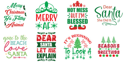 Happy Holiday and Winter Quotes Set Christmas Vector Illustration for Infographic, Gift Card, Label