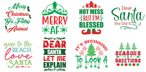 Fototapeta premium Happy Holiday and Winter Quotes Set Christmas Vector Illustration for Infographic, Gift Card, Label