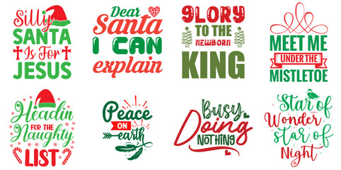 Merry Christmas Quotes Bundle Christmas Vector Illustration for Packaging, Greeting Card, Newsletter