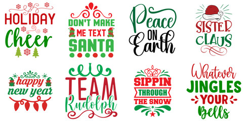 Fototapeta premium Holiday Celebration and Winter Inscription Collection Christmas Vector Illustration for Magazine, Announcement, Logo