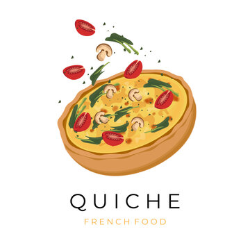 Vegetable Quiche levitation vector illustration logo