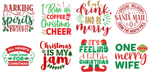 Merry Christmas and New Year Typography Collection Christmas Vector Illustration for Packaging, Postcard, Presentation