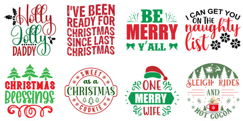 Merry Christmas Hand Lettering Set Christmas Vector Illustration for Presentation, Greeting Card, Announcement