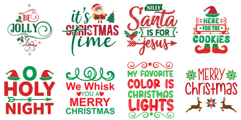 Fototapeta premium Christmas and New Year Typographic Emblems Collection Christmas Vector Illustration for Flyer, Infographic, Wrapping Paper