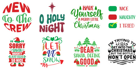 Naklejka premium Merry Christmas and Happy New Year Calligraphy Collection Christmas Vector Illustration for Vouchers, Label, Logo