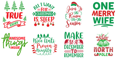 Christmas and New Year Invitation Bundle Christmas Vector Illustration for Wrapping Paper, Presentation, Newsletter