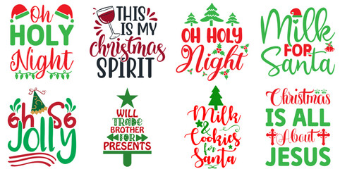 Christmas and New Year Inscription Collection Christmas Vector Illustration for Poster, Bookmark, Presentation