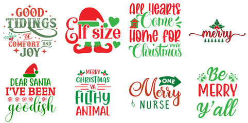 Christmas and Holiday Typographic Emblems Bundle Christmas Vector Illustration for Presentation, Packaging, Book Cover
