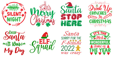 Fototapeta na wymiar Merry Christmas Quotes Set Christmas Vector Illustration for Advertising, Label, Sticker