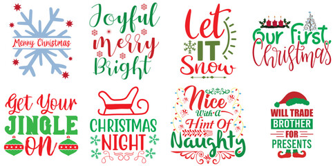 Merry Christmas and Happy New Year Quotes Set Christmas Vector Illustration for Newsletter, Packaging, Gift Card