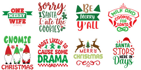 Merry Christmas and Happy Holiday Typography Collection Christmas Vector Illustration for Packaging, Vouchers, Label
