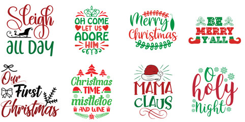 Christmas and New Year Inscription Set Christmas Vector Illustration for Presentation, Brochure, Logo