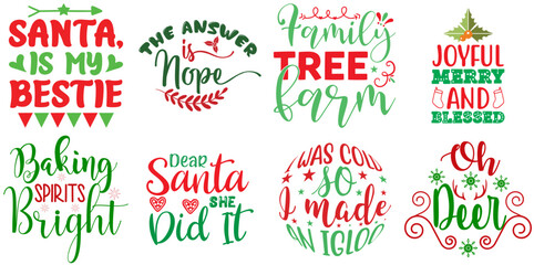 Christmas and Winter Calligraphy Set Christmas Vector Illustration for Postcard, Sticker, Advertisement