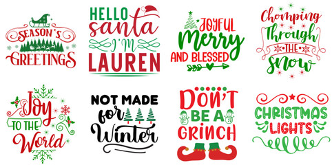 Fototapeta premium Christmas Festival and Winter Holiday Quotes Collection Christmas Vector Illustration for Stationery, Gift Card, Poster