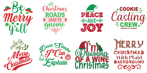 Fototapeta na wymiar Merry Christmas Labels And Badges Set Christmas Vector Illustration for Postcard, Label, Magazine