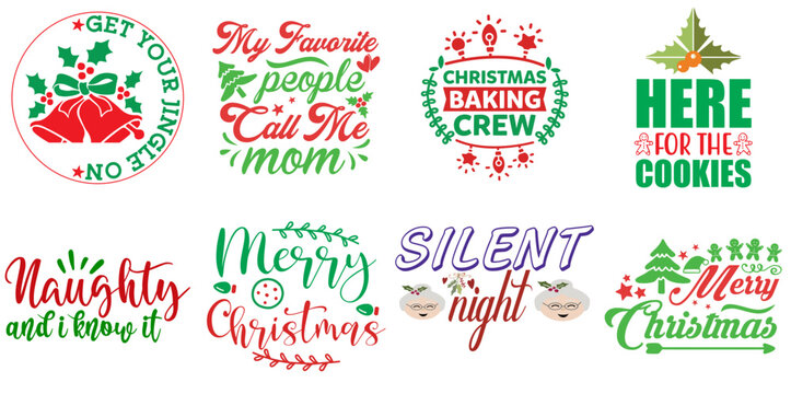 Holiday Celebration and Winter Quotes Collection Christmas Vector Illustration for Advertisement, Sticker, Flyer