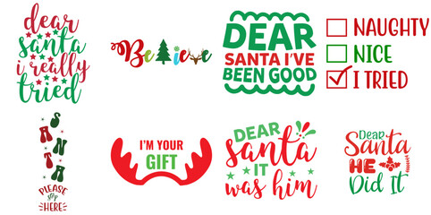 Merry Christmas Quotes Collection Christmas Vector Illustration for Infographic, Decal, Newsletter