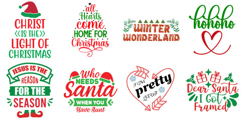 Merry Christmas and Happy Holiday Labels And Badges Bundle Christmas Vector Illustration for Brochure, Wrapping Paper, Advertising