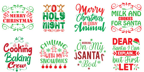 Christmas Festival and Winter Holiday Typography Collection Christmas Vector Illustration for Logo, Printing Press, Advertising