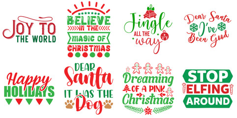 Christmas and Holiday Trendy Retro Style Illustration Set Christmas Vector Illustration for Label, Presentation, Announcement