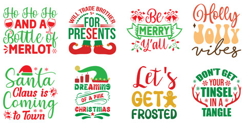 Christmas Festival and Winter Holiday Calligraphic Lettering Set Christmas Vector Illustration for Vouchers, Advertising, Gift Card